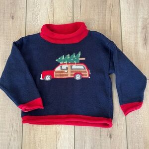 Christmas Tree Navy and Red Kids Sweater